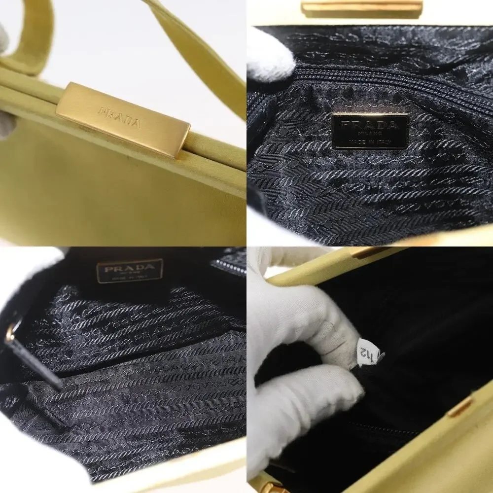 Prada Satin Tote Bag Yellow Gold